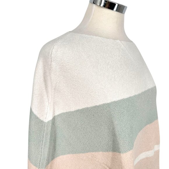 Barefoot Dreams CozyChic Ultra Lite Ocean Breeze Poncho Pink Multi Stripe NWT - Picture 4 of 11